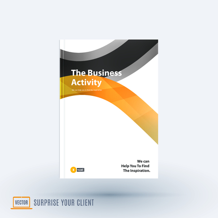 Design of business vector template, brochure, abstract annual report, cover modern layout, flyer in A4 with orange soft rounded shapes, abstract lines for finance, catalogue with background.のイラスト素材