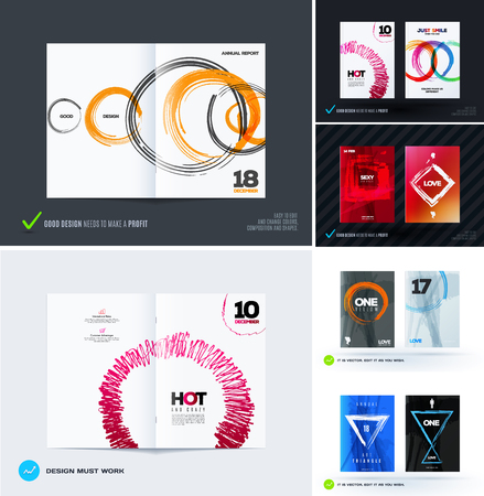 Set of abstract design vector, template cover, poster, flyerのイラスト素材