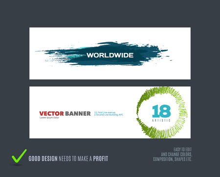 Abstract vector set of modern horizontal website bannersのイラスト素材