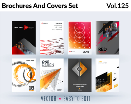 Set of design of brochure, abstract annual report, cover modern layout.のイラスト素材