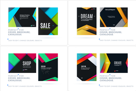 Material design of business brochure set, abstract horizontal cover.のイラスト素材