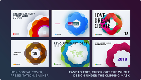 Abstract vector set of modern horizontal templates with colourful waveのイラスト素材