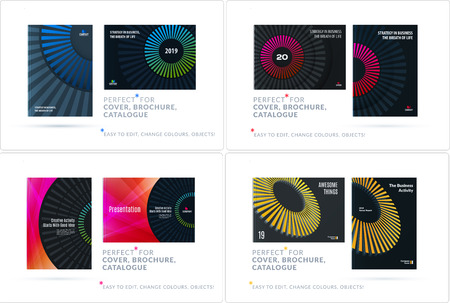 Creative design of business brochure set, abstract horizontal cover layout, flyerのイラスト素材
