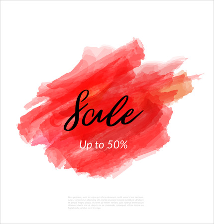 Sale artistic banner template design on red sketch background. Special offer, colourful letters for discountのイラスト素材