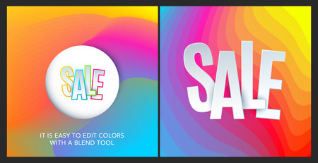 Sale banner template design on colourful background. Special offer for shopping, retail. Typography, lettering for website, flyer.のイラスト素材