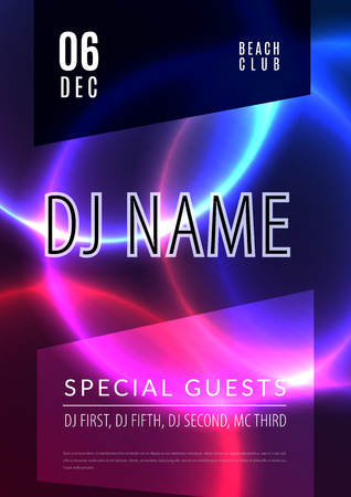 Abstract night party poster in glamour design style, modern flyer in A4 with colourful background for dance, club, music.のイラスト素材