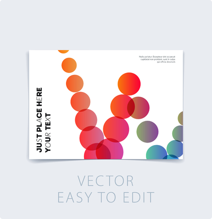 Abstract design brochure in modern style, creative catalog, flyer in A4 with colourful geometric shapes for branding, presentation, marketing kit. Business vector coverのイラスト素材
