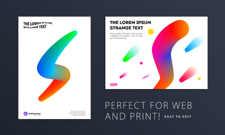 Abstract design brochure in modern style, creative catalog, flyer in A4 with colourful geometric shapes for branding, presentation, marketing kit. Business vector cover setのイラスト素材