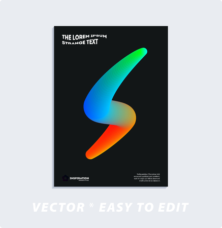 Brochure with dark neon style, creative design of catalog cover, flyer in A4 with colourful geometric shapes for night club, promotion, advertisement, event, fun. Black background.のイラスト素材