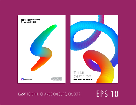 Abstract design brochure in modern style, creative catalog, flyer in A4 with colourful geometric shapes for branding, presentation, marketing kit. Business vector cover setのイラスト素材