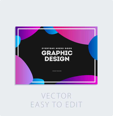 Brochure with dark neon style, creative design of catalog cover, flyer in A4 with colourful soft spots for night club, promotion, advertisement, event, fun. Black backgroundのイラスト素材