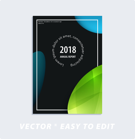 Brochure with dark neon style, creative design of catalog cover, flyer in A4 with colourful soft spots for night club, promotion, advertisement, event, fun. Black backgroundのイラスト素材