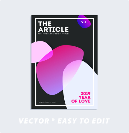 Brochure with dark neon style, creative design of catalog cover, flyer in A4 with colourful soft spots for night club, promotion, advertisement, event, fun. Black backgroundのイラスト素材