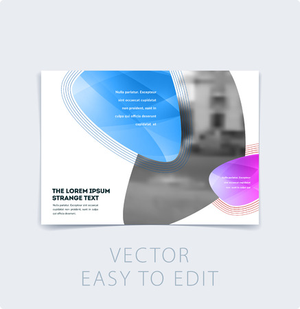Abstract design brochure in modern style, creative catalog, flyer in A4 with colourful soft spots for branding, presentation, marketing kit. Business vector coverのイラスト素材