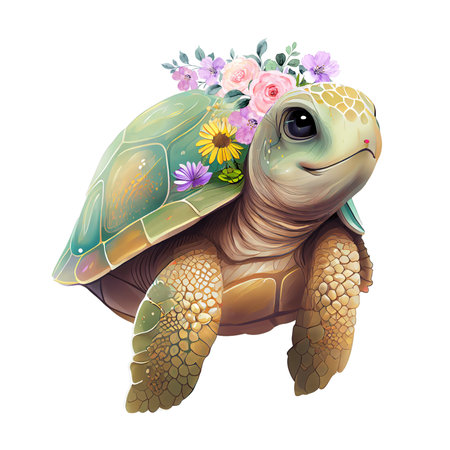 Cute Baby Sea Turtle Colorful Sublimation Designs, Sea Turtle, Ocean Lover Animals, Sea Turtle Printable Digital Files , Watercolor style isolated on white background.の素材