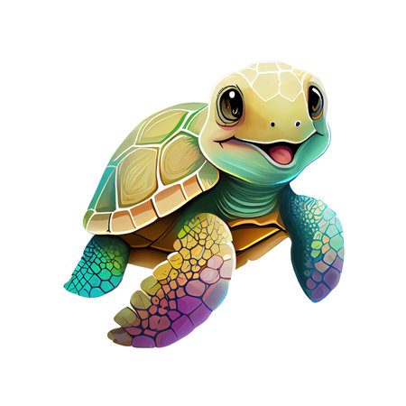 Cute Baby Sea Turtle Colorful Sublimation Designs, Sea Turtle, Ocean Lover Animals, Sea Turtle Printable Digital Files , Watercolor style isolated on white background.の素材