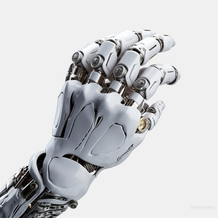 Robot hand isolated on white background. 3d rendering. Robot armの素材