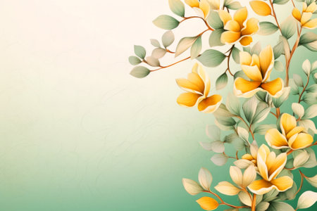 Abstract floral background with yellow flowers and green leaves. EPS 10 vector file includedの素材