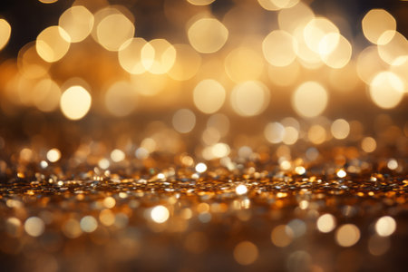 golden glitter vintage lights background. gold and black. de focusedの素材