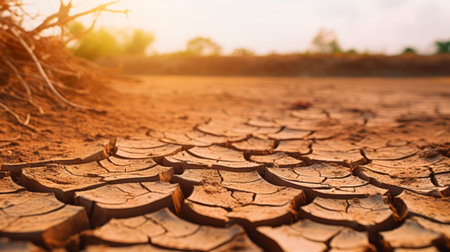 Dry cracked earth background. Global warming concept. Global warming.の素材