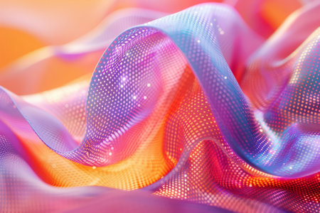 Futuristic Geometric Shapes with Gradient Mesh in a Holographic Visualization. Holographic gradient mesh with futuristic geometric shapes.の素材