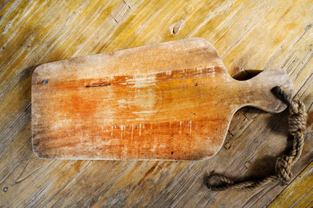 Wood rough chopping board, organic aged wooden tableの写真素材