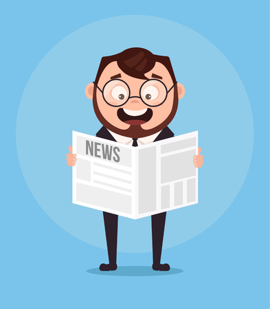 Happy smiling businessman. Vector flat cartoon illustrationのイラスト素材