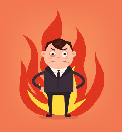 Angry man office worker. Vector flat cartoon illustrationのイラスト素材