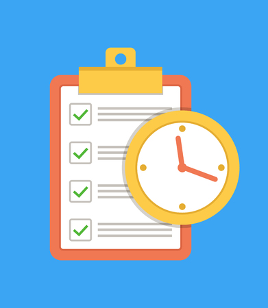 To do list with time. Vector flat cartoon icon illustrationのイラスト素材