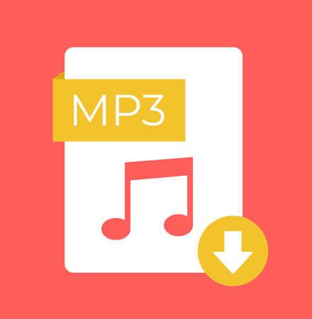 MP3 download flat isolated icon. Vector cartoon illustrationのイラスト素材