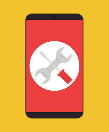 Phone service repairs. Vector cartoon illustrationのイラスト素材