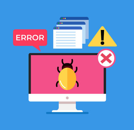 Laptop windows pc Internet crime concept. Vector flat cartoon isolated graphic design illustrationのイラスト素材