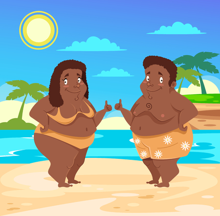 Two people are tourist Body positive travel vacation concept. Vector flat graphic design isolated illustrationのイラスト素材