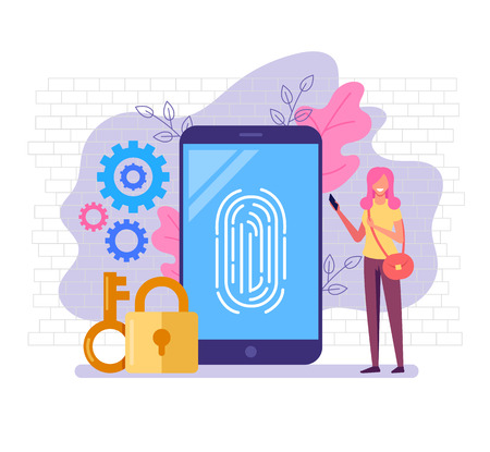 Fingerprint identity concept banner banner poster. Vector flat cartoon graphic design illustrationのイラスト素材