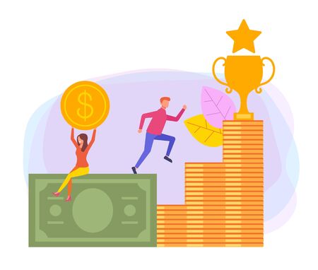 Business success money grow up concept. Vector flat cartoon design graphic illustrationのイラスト素材