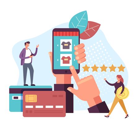 Online internet shopping purchasing concept. Vector flat cartoon graphic design illustrationのイラスト素材