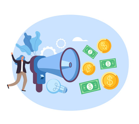 Start up new business announcement income money concept. Vector flat graphic simple illustrationのイラスト素材
