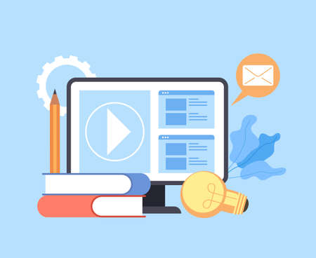 Web internet online web learning education concept. Vector graphic design abstract illustrationのイラスト素材