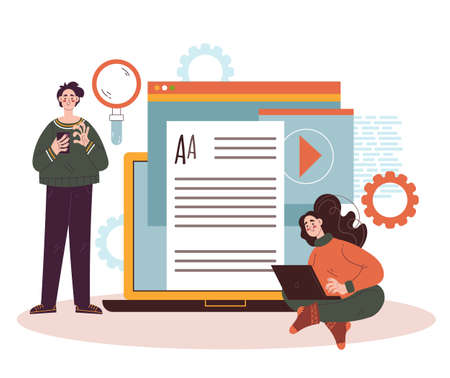 Content management isolated design element vector flat concept illustrationのイラスト素材