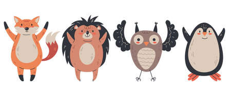 Forest animal graphic design element isolated set illustration