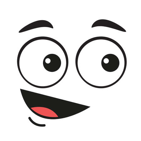 Happy smiling cartoon face design element isolated on white backgroundのイラスト素材