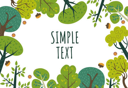 Forest wooden tree banner poster concept. Vector flat cartoon graphic design illustrationのイラスト素材