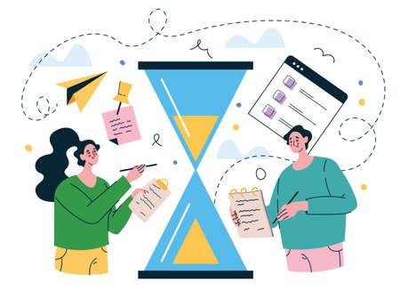 Business timing flat design element concept. Vector graphic design illustrationのイラスト素材