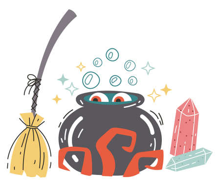 Magic witchcraft esoteric occult isolated design element concept illustrationのイラスト素材