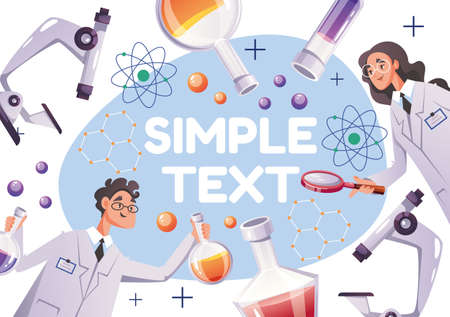 Science laboratory tools biochemistry equipment chemistry banner poster design element concept illustrationのイラスト素材