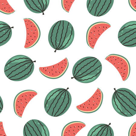 Whole and half watermelon seamless endless pattern cover wrapping design element illustration backgroundのイラスト素材