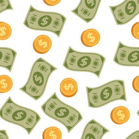 Money rain cash finance seamless print cover background pattern doodle line hand drawn style abstract graphic design concept illustrationのイラスト素材
