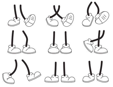 Cartoon leg foot mascot comic doodle style design element illustration collection setのイラスト素材