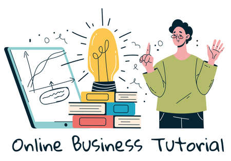 Online internet business development start up marketing network abstract doodle line style concept isolated design element illustrationのイラスト素材