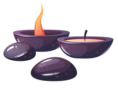Spa massage candles bath zen oil isolated on white background graphic design illustrationのイラスト素材